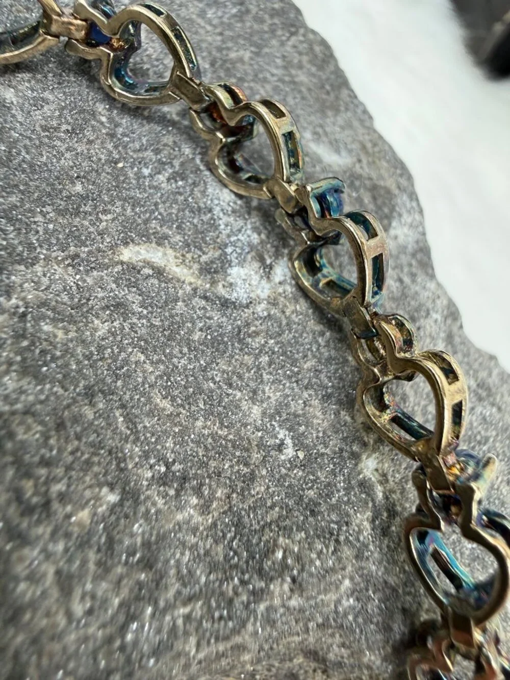 Ross Simons Blue Sapphire Sterling Silver Heart Link Bracelet Gold Vermeil